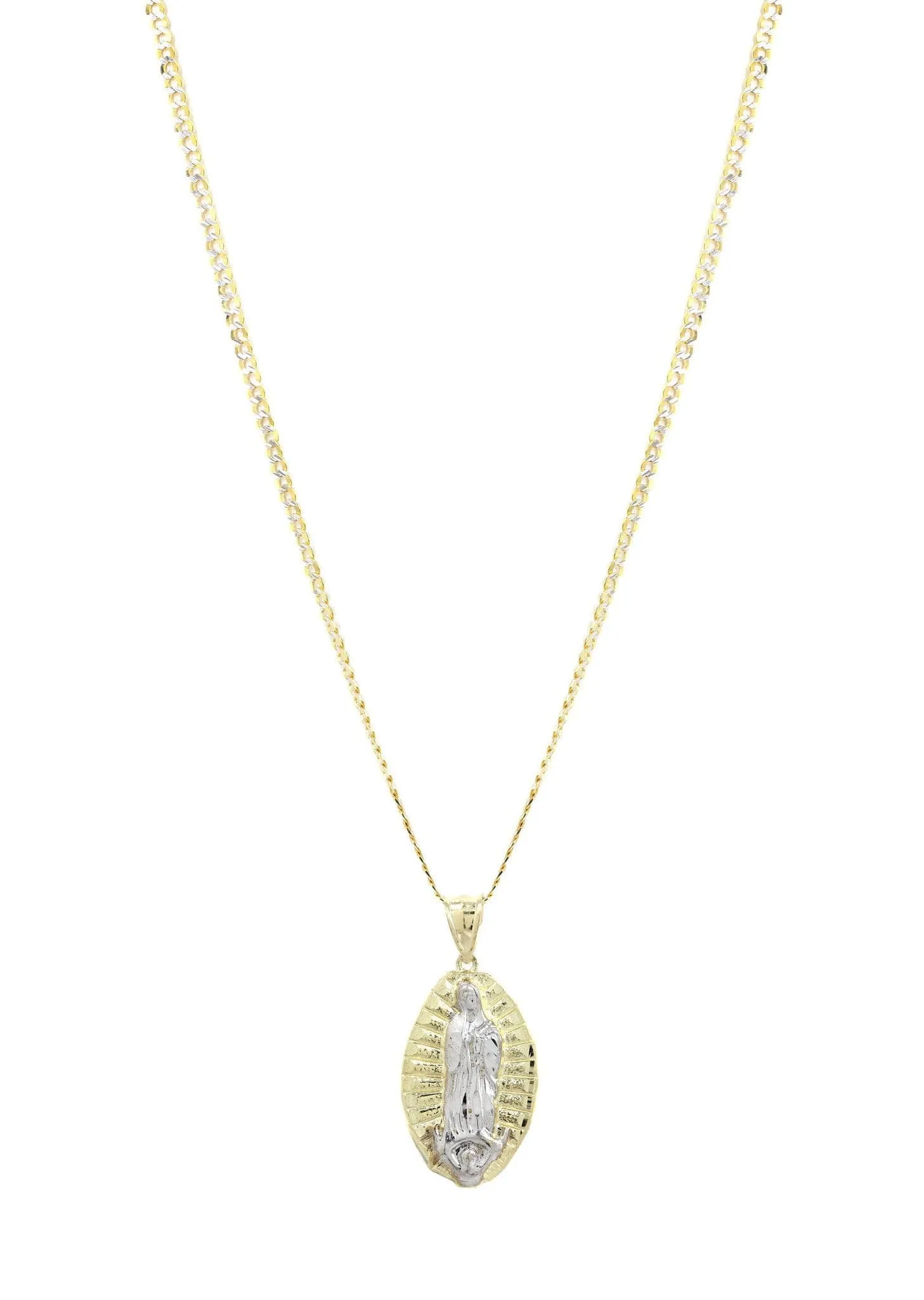 10K Yellow Gold Pave  & Virgin Mary Piece Chain | Appx. 9 Grams