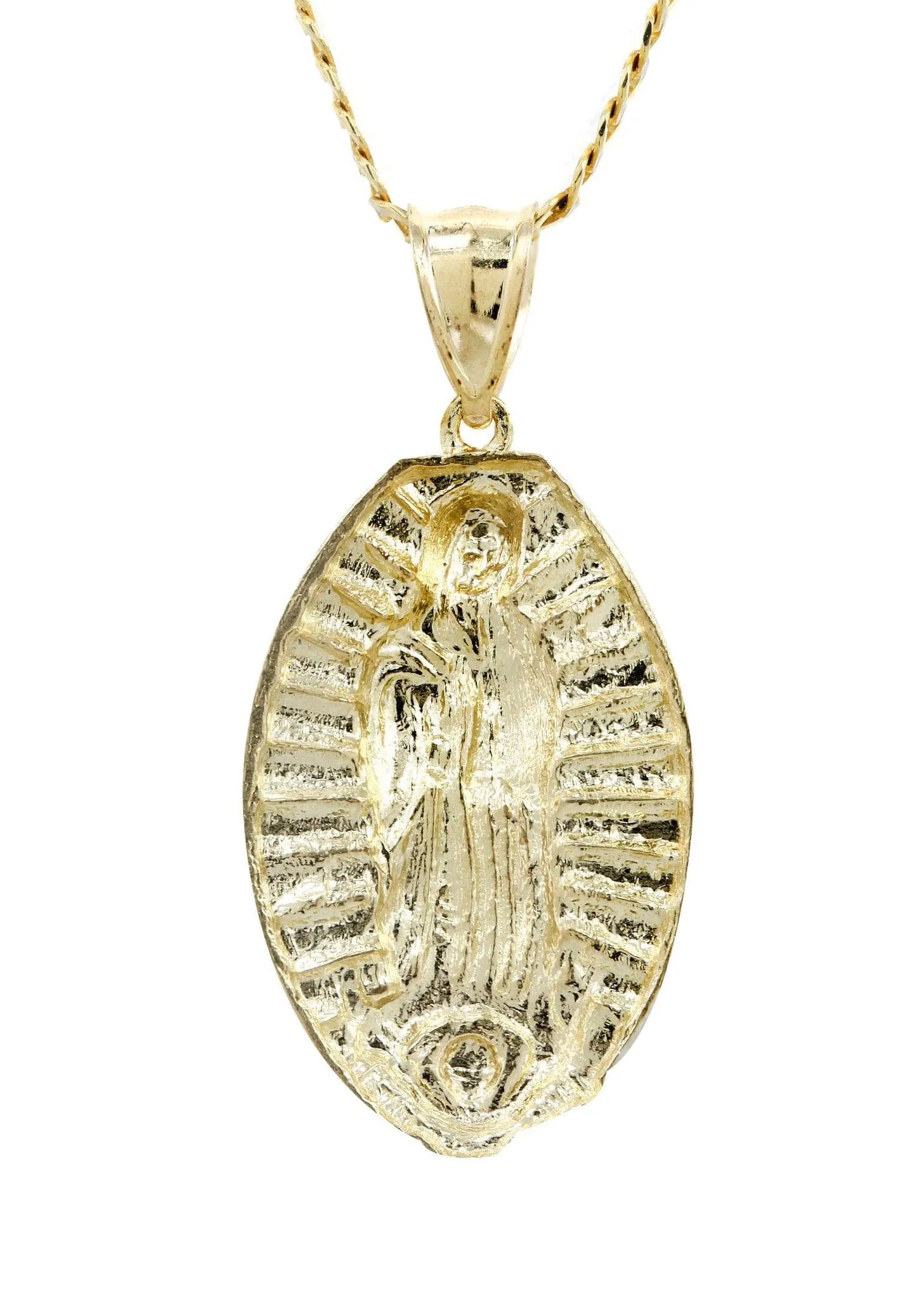 10K Yellow Gold Pave  & Virgin Mary Piece Chain | Appx. 9 Grams