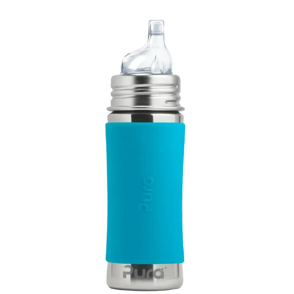 11oz Stainless Steel Sippy Bottle (Aqua)