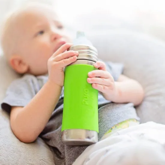 11oz Stainless Steel Sippy Bottle (Aqua)