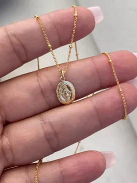 14k Dainty Miraculous Medal Necklace