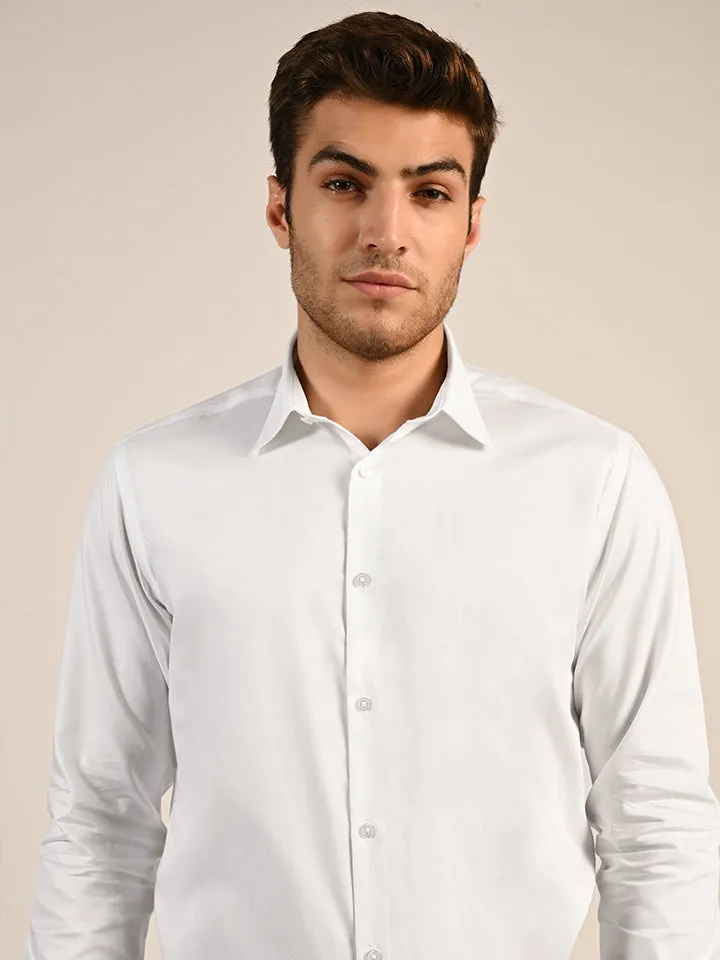 Classic 2-Ply Herringbone Shirt with Accent