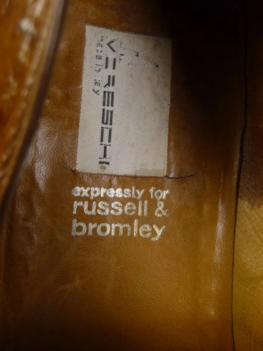 23/0005 vintage russell & bromley italian brown ostrich leather slip-on shoes uk 7