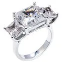 3 Stone 5 Ct Princess 2.5 Cubic Zirconia Cz Ring