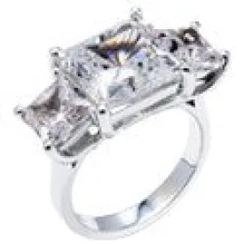 3 Stone 5 Ct Princess 2.5 Cubic Zirconia Cz Ring