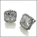 7 Ct Princess Cubic Zirconia CZ Earrings