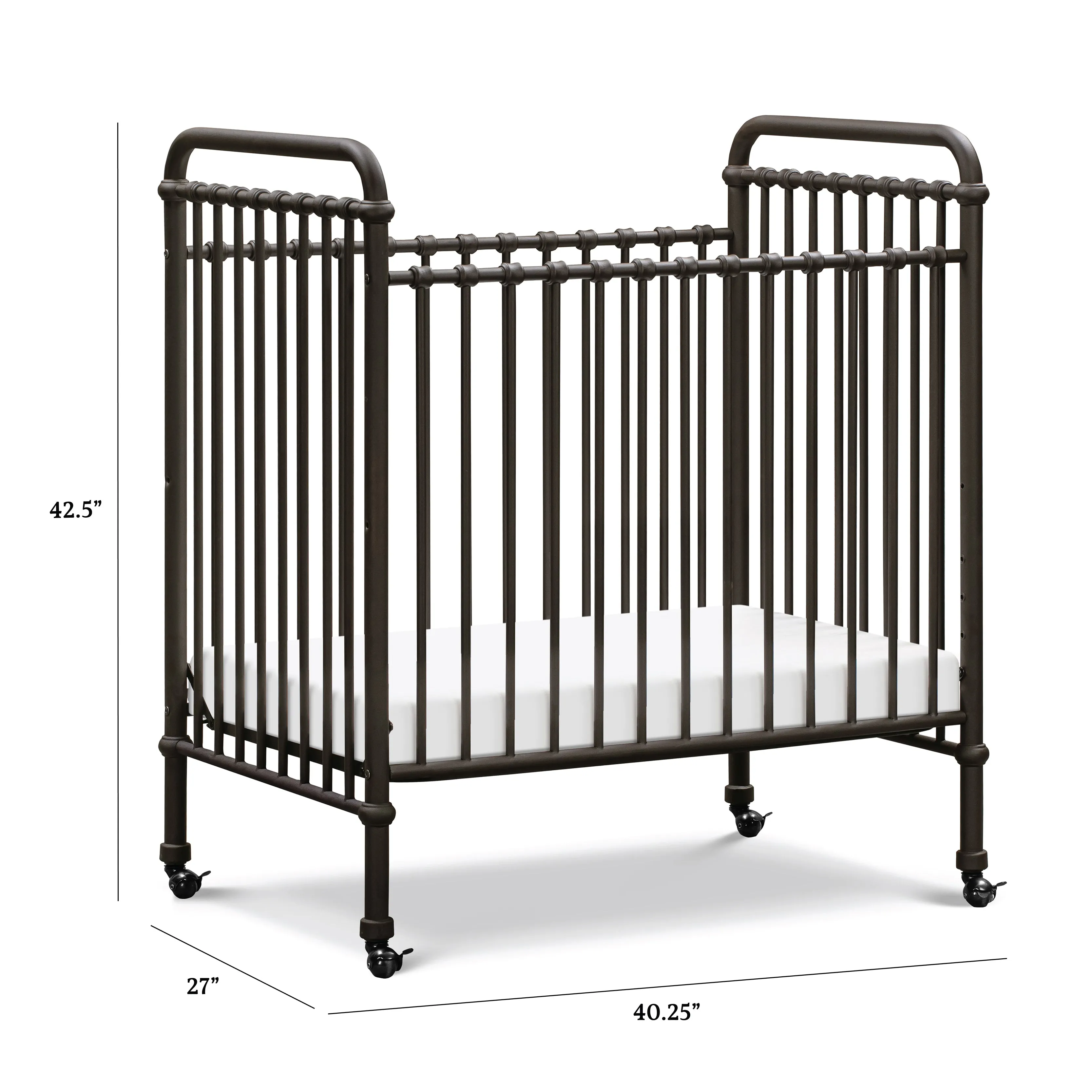 Abigail 3-in-1 Convertible Mini Crib - Vintage Iron