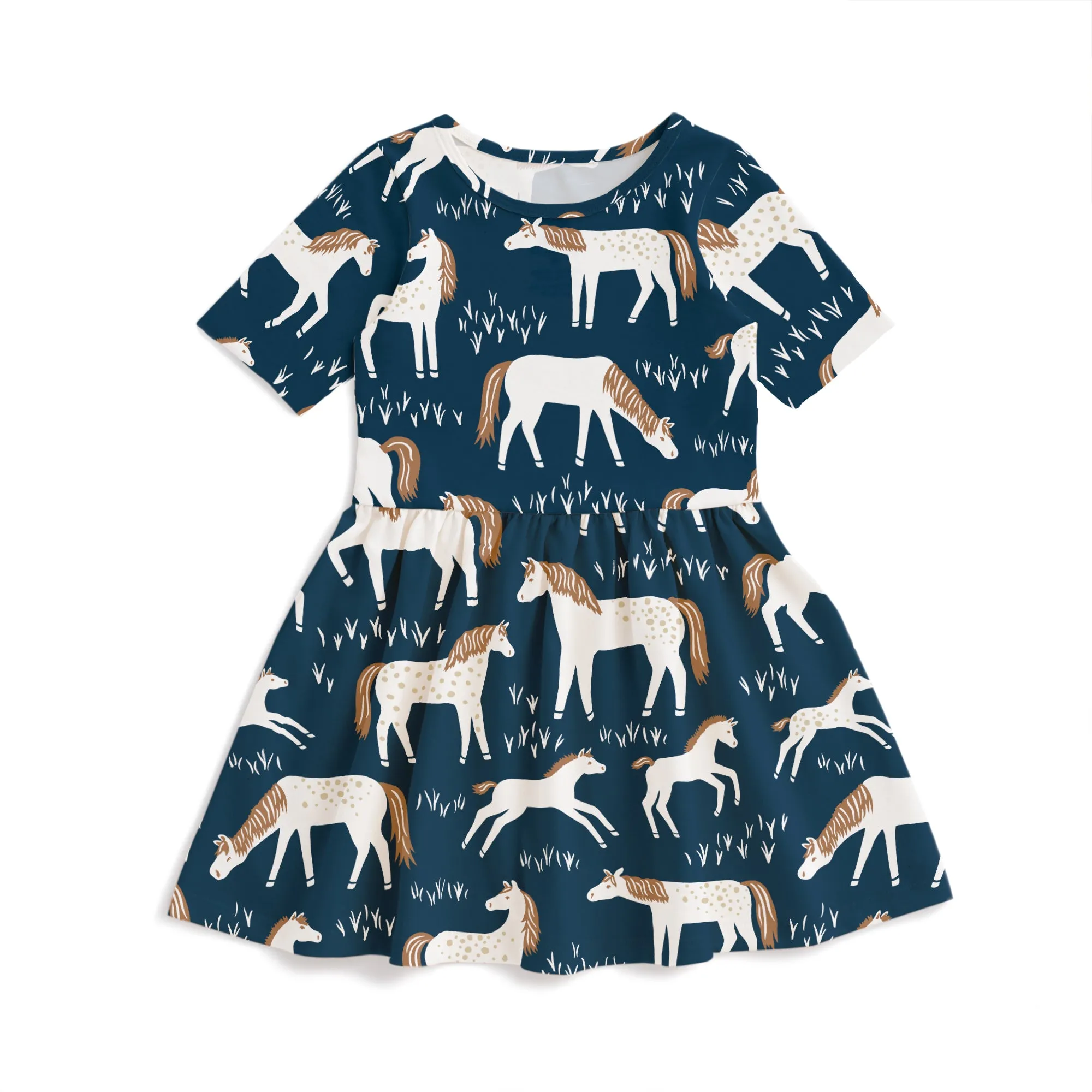 Alberta Dress - Horses Navy