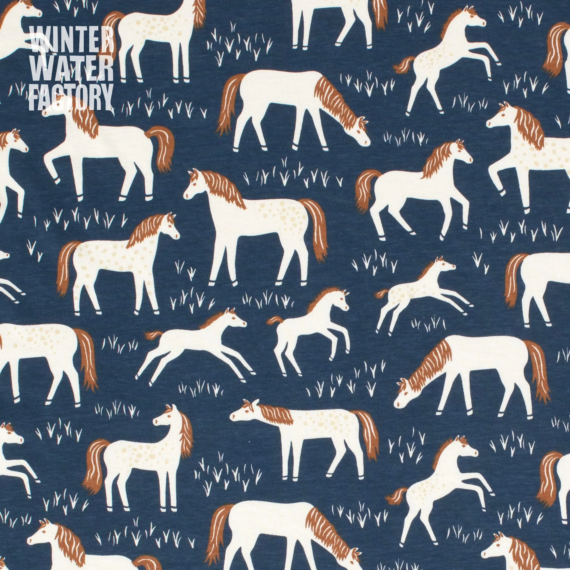 Alberta Dress - Horses Navy