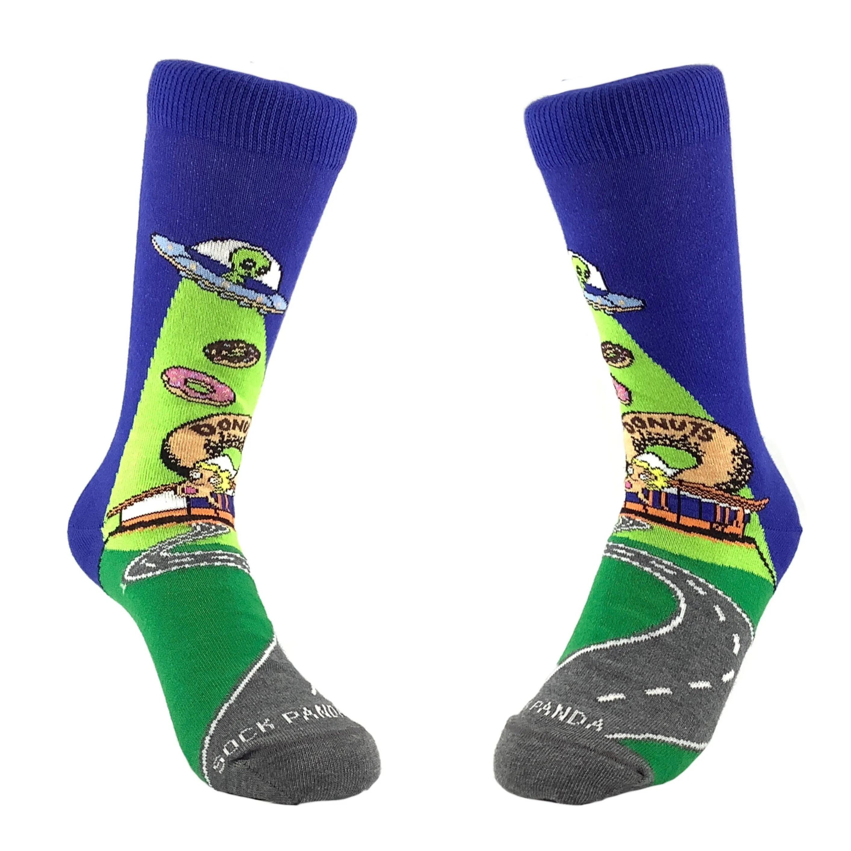 Alien Spaceships Love Donuts Socks from the Sock Panda (Adult Small -  Shoe Sizes 2-5)