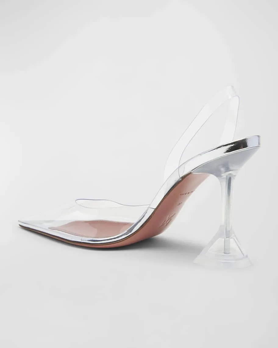 Amina Muaddi Holli Clear Slingback Pumps