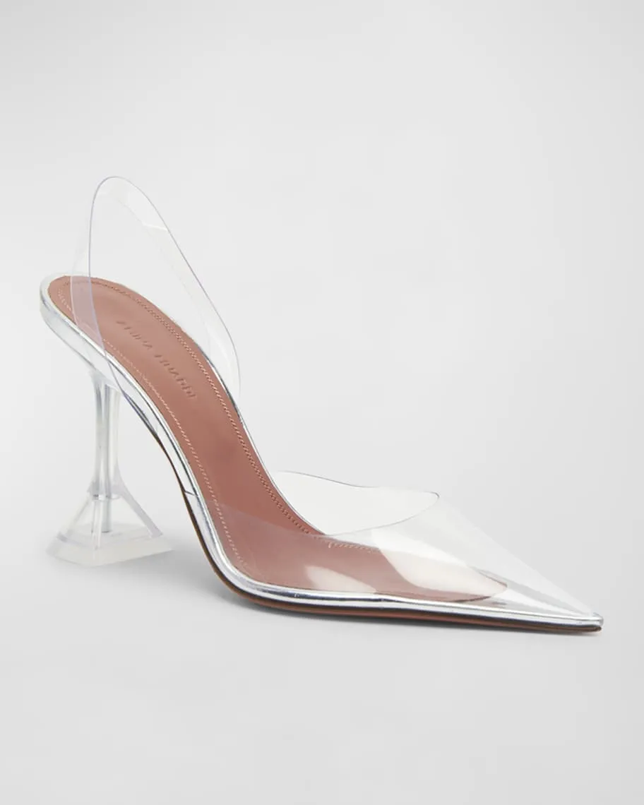 Amina Muaddi Holli Clear Slingback Pumps