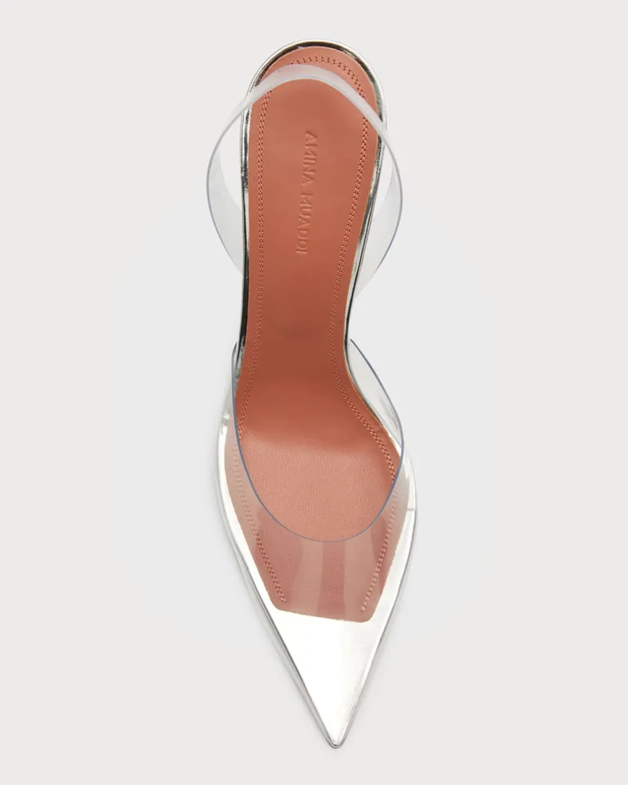 Amina Muaddi Holli Clear Slingback Pumps