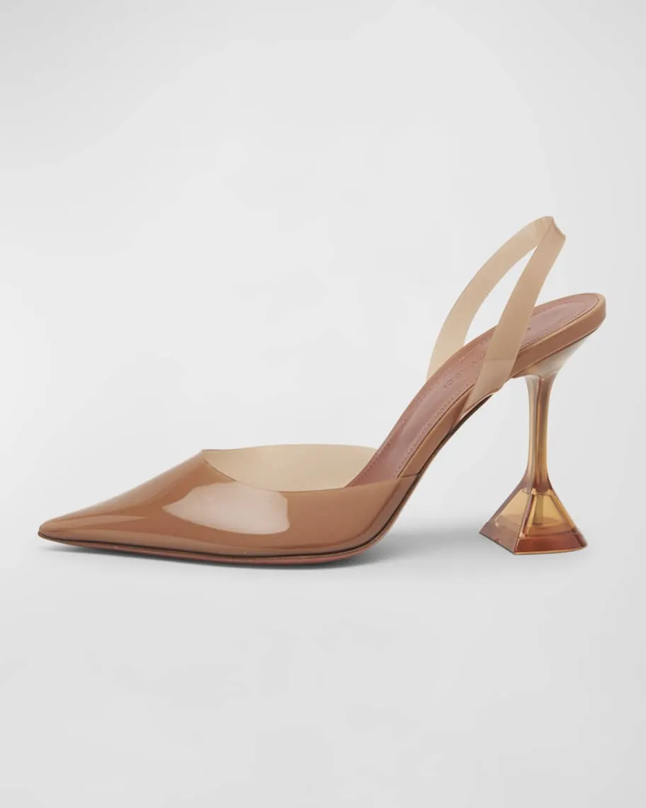 Amina Muaddi Holli Clear Slingback Pumps