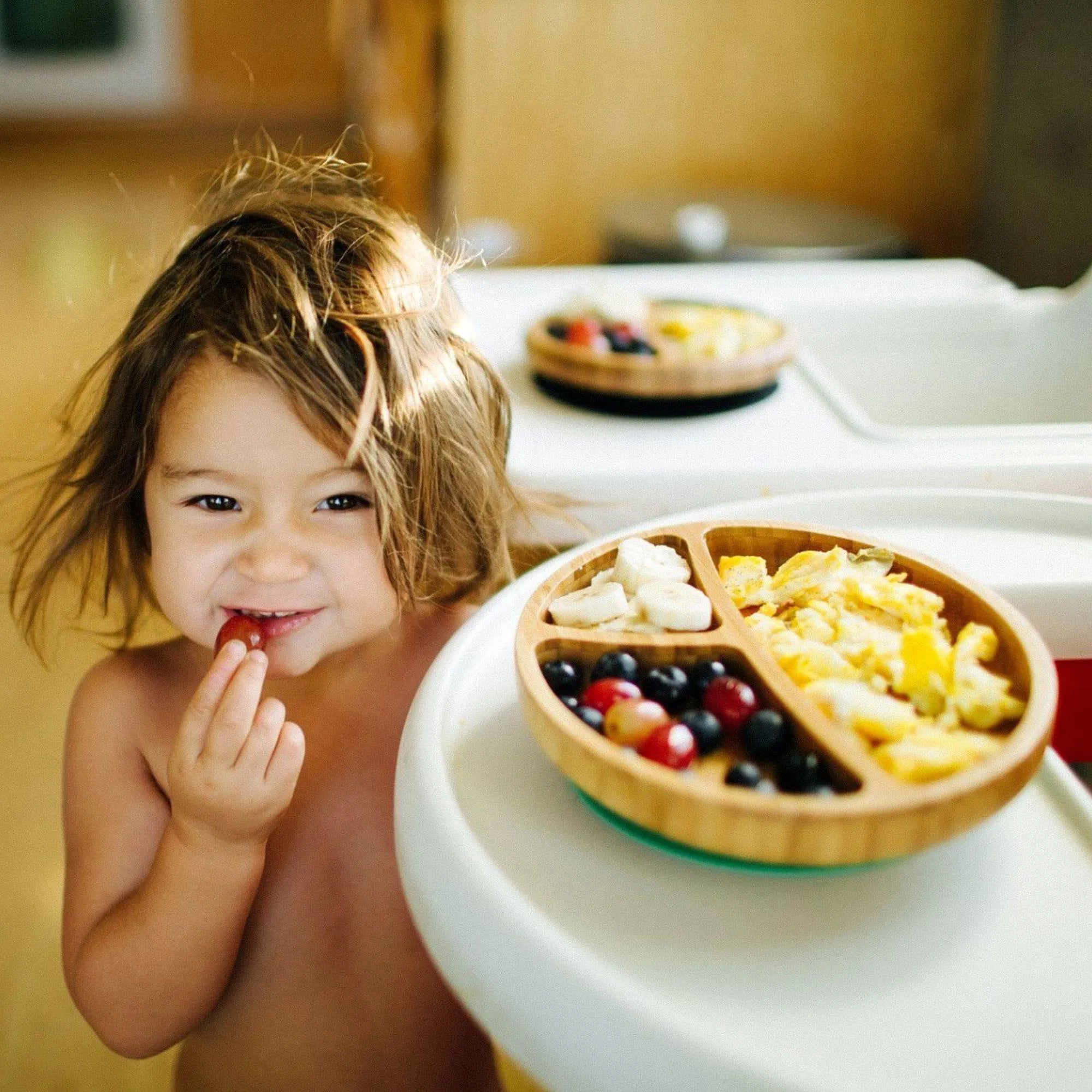 Avanchy Bamboo Suction Toddler Plate   Spoon - Yellow