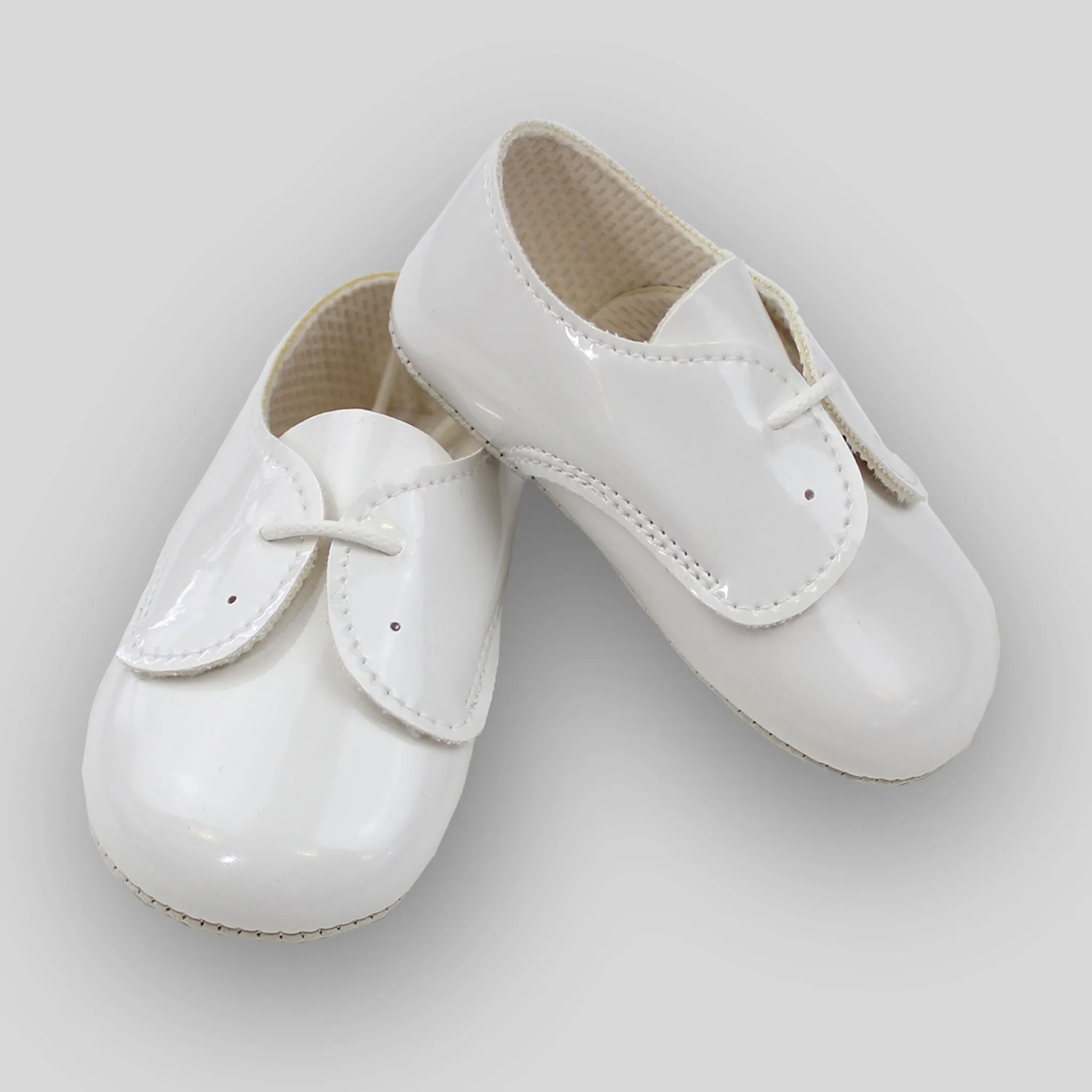 Baby Boy Shoes - White Patent Lace Up