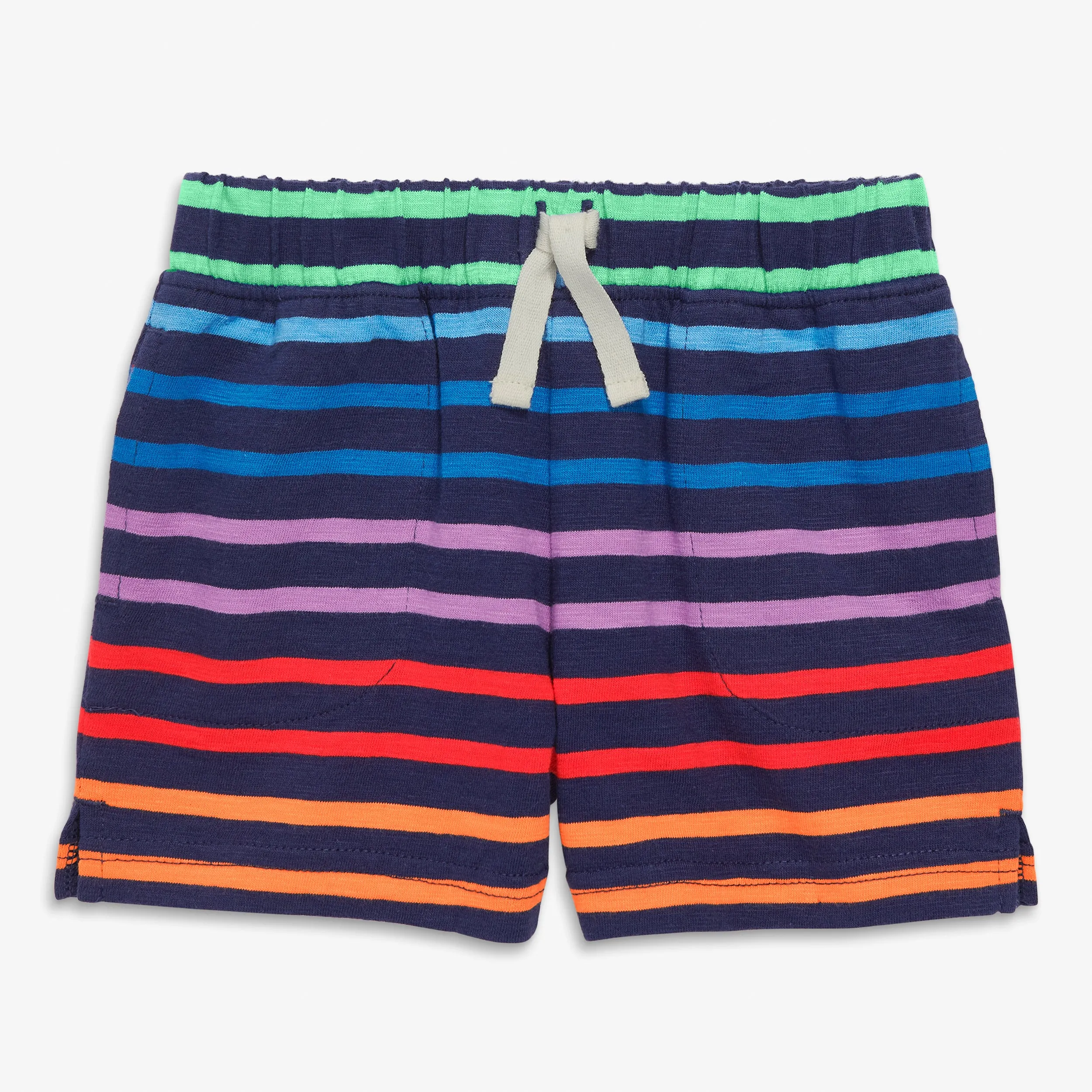 Baby play short in rainbow stripe