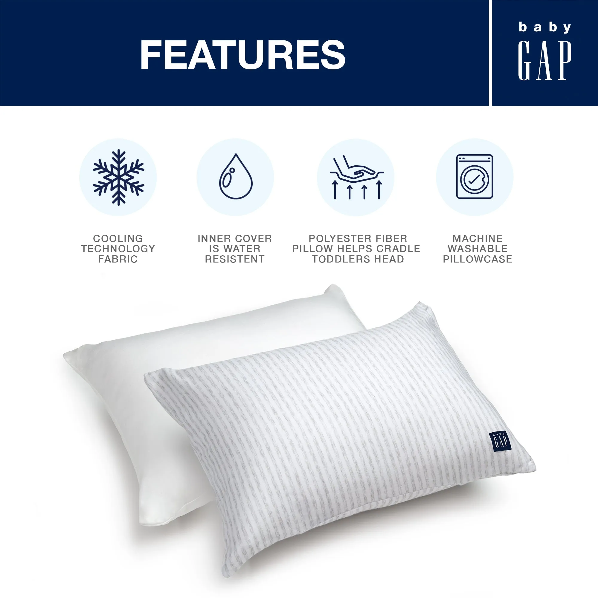 babyGap Toddler Pillow with 2 Cooling Covers