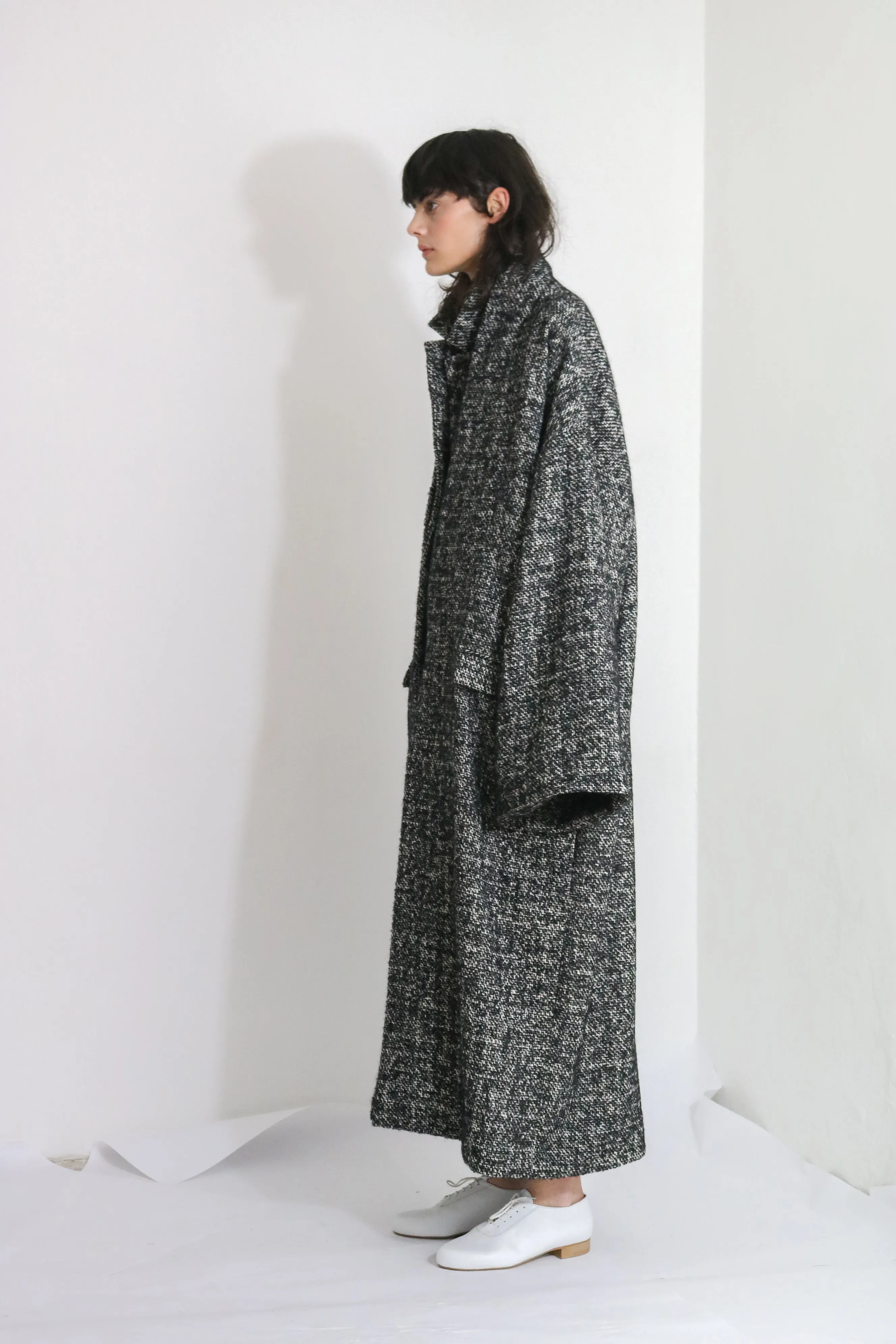 Black & White Wool Overcoat