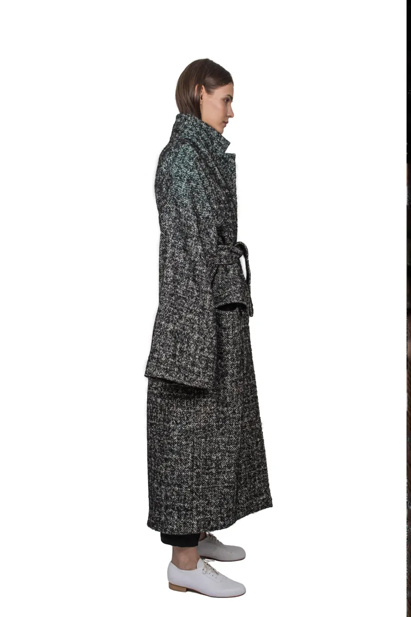 Black & White Wool Overcoat