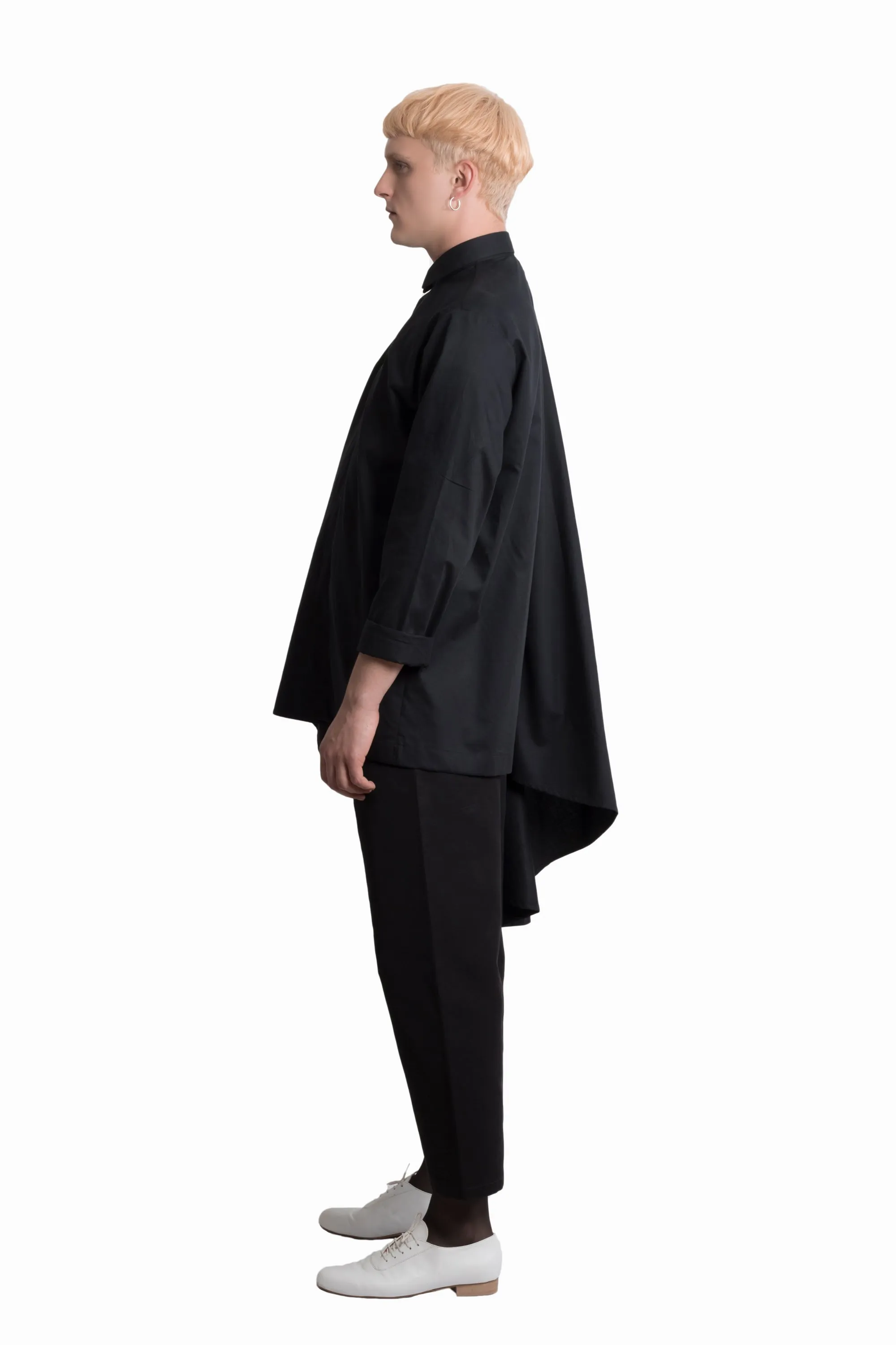 Black asymmetric circle shirt