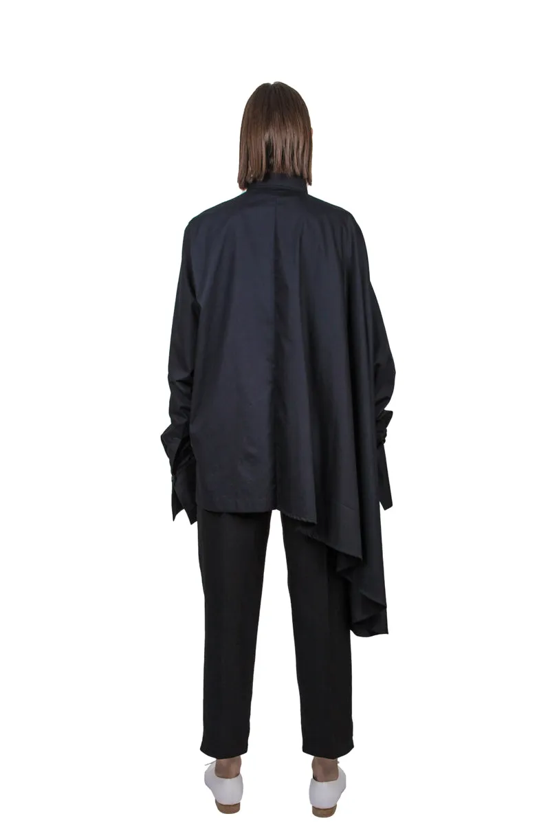 Black asymmetric circle shirt