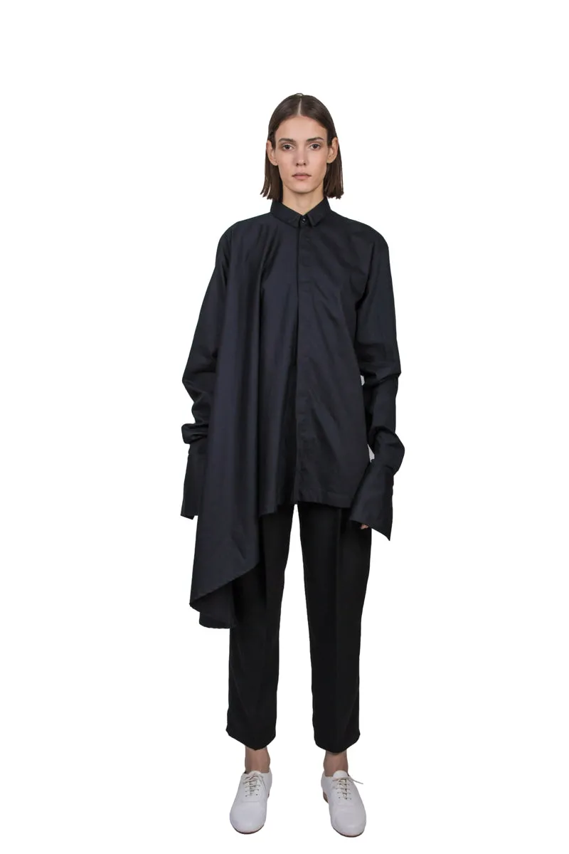 Black asymmetric circle shirt