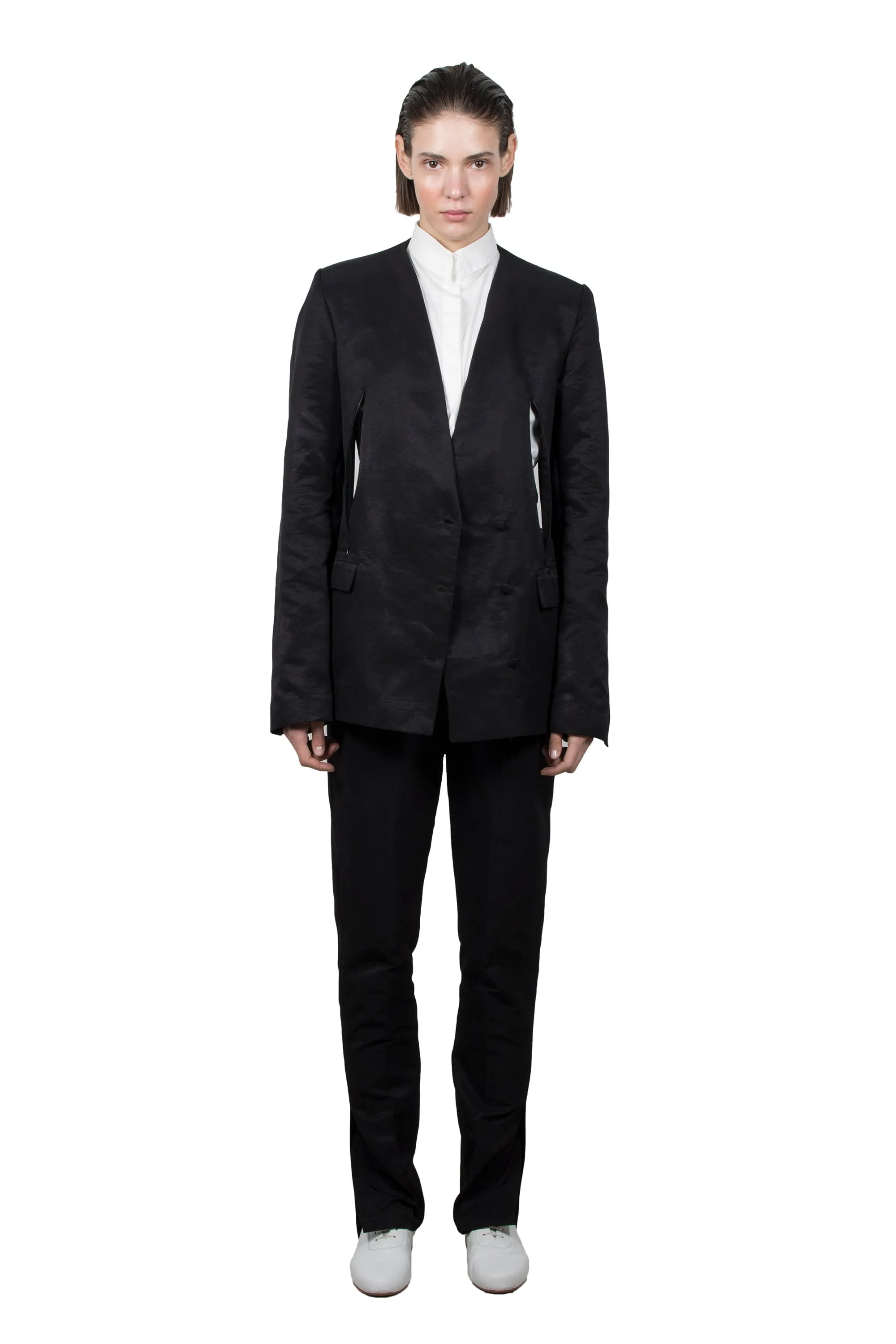 Black Slashed Tailored  Jacket