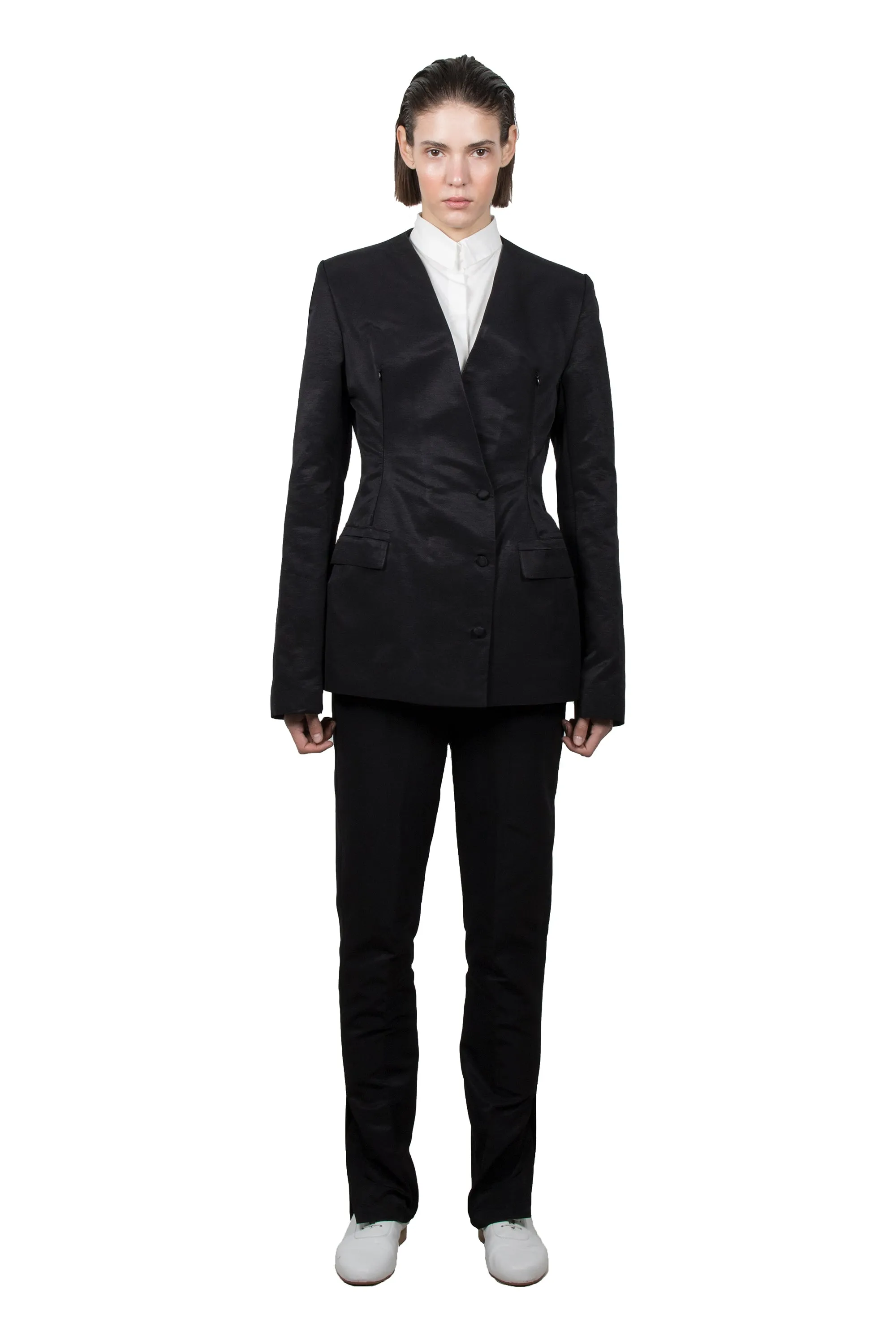 Black Slashed Tailored  Jacket