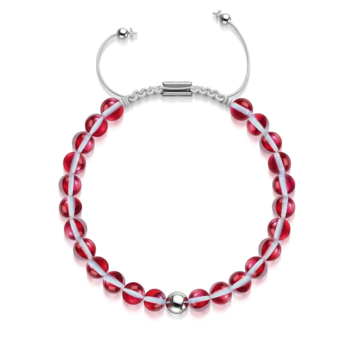 Blood Moon | Silver | Galaxy Glass Macrame Bead Bracelet