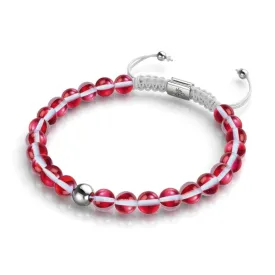 Blood Moon | Silver | Galaxy Glass Macrame Bead Bracelet