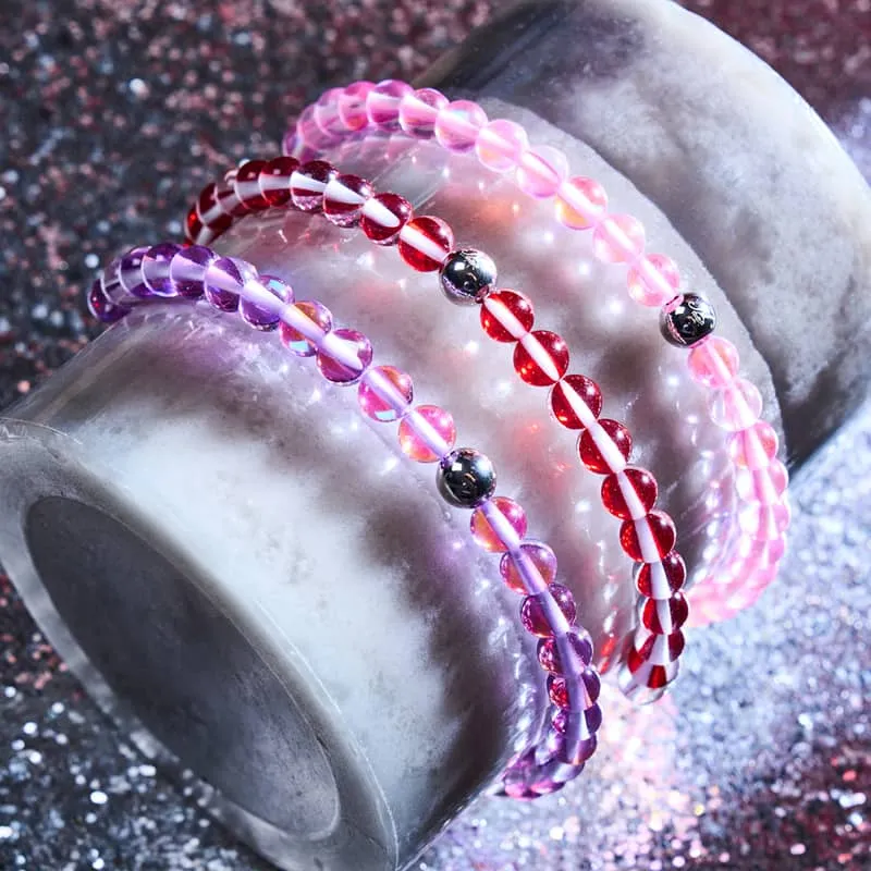 Blood Moon | Silver | Galaxy Glass Macrame Bead Bracelet