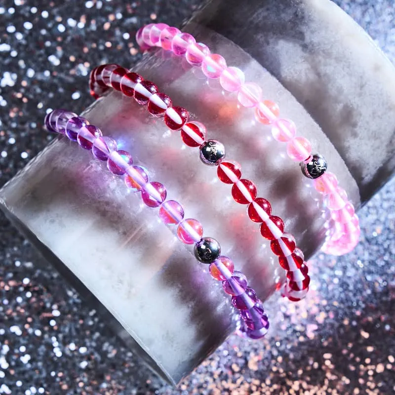 Blood Moon | Silver | Galaxy Glass Macrame Bead Bracelet