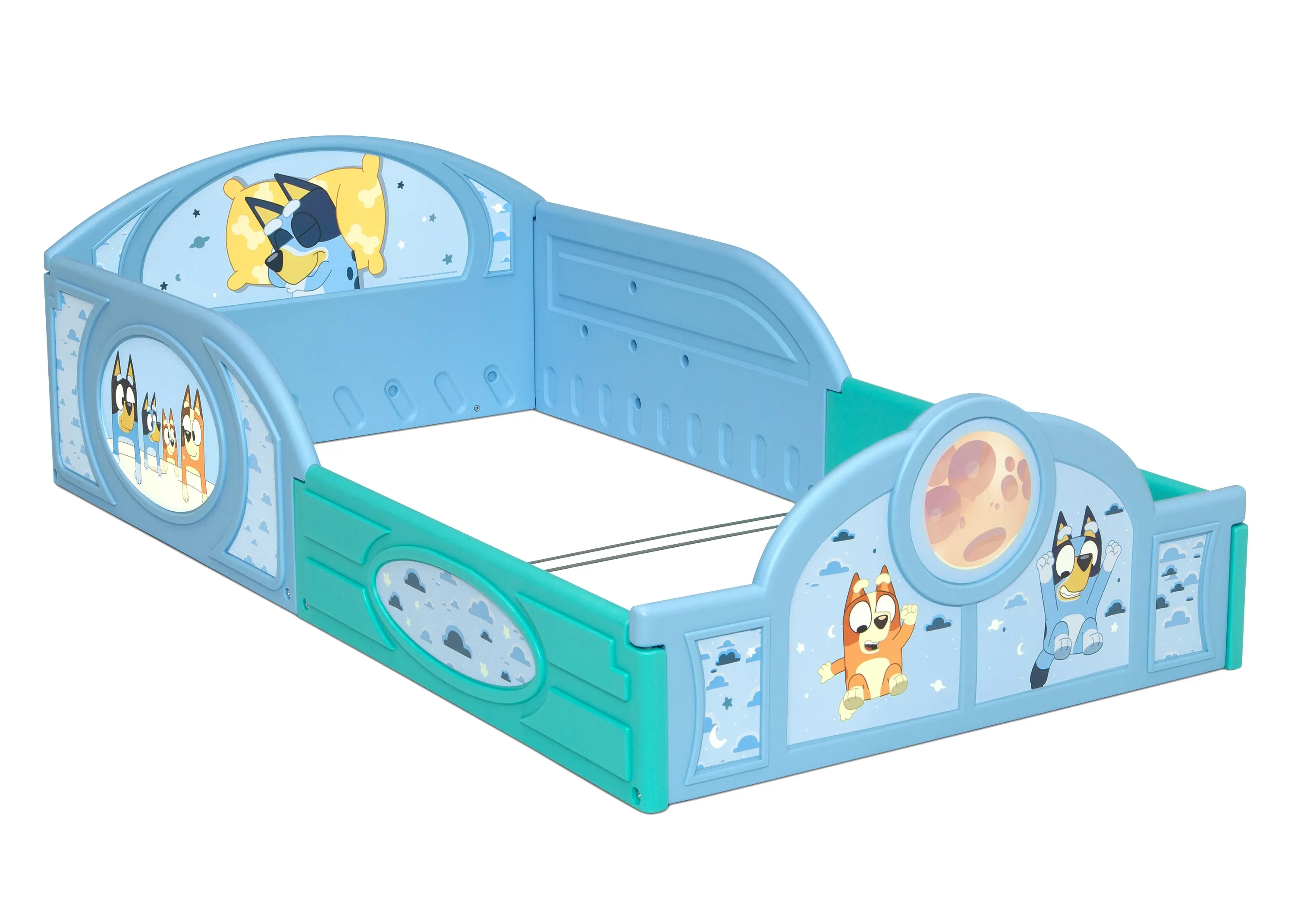 Bluey Sleep and Play Toddler Bed with Built-In Guardrails