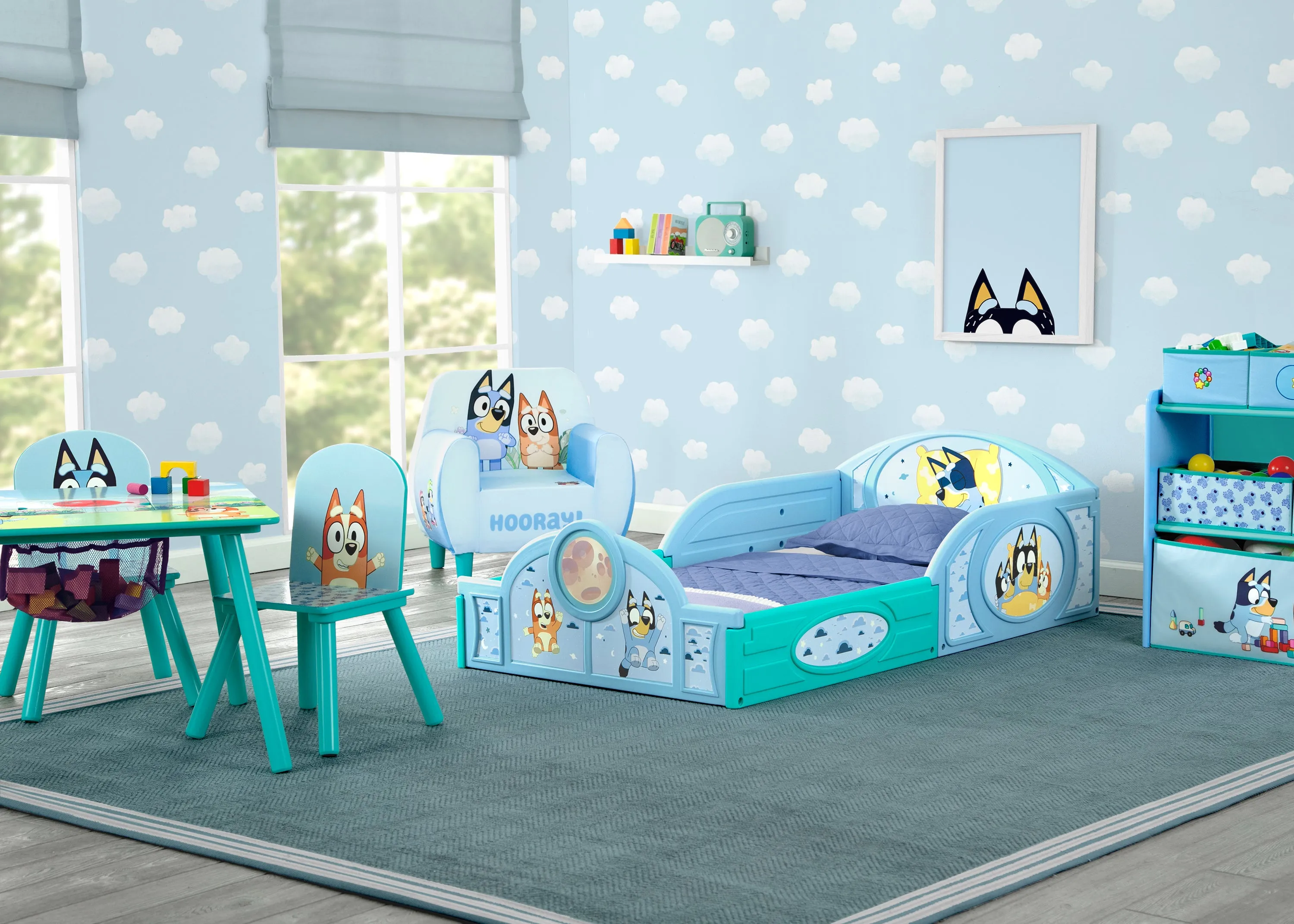 Bluey Sleep and Play Toddler Bed with Built-In Guardrails