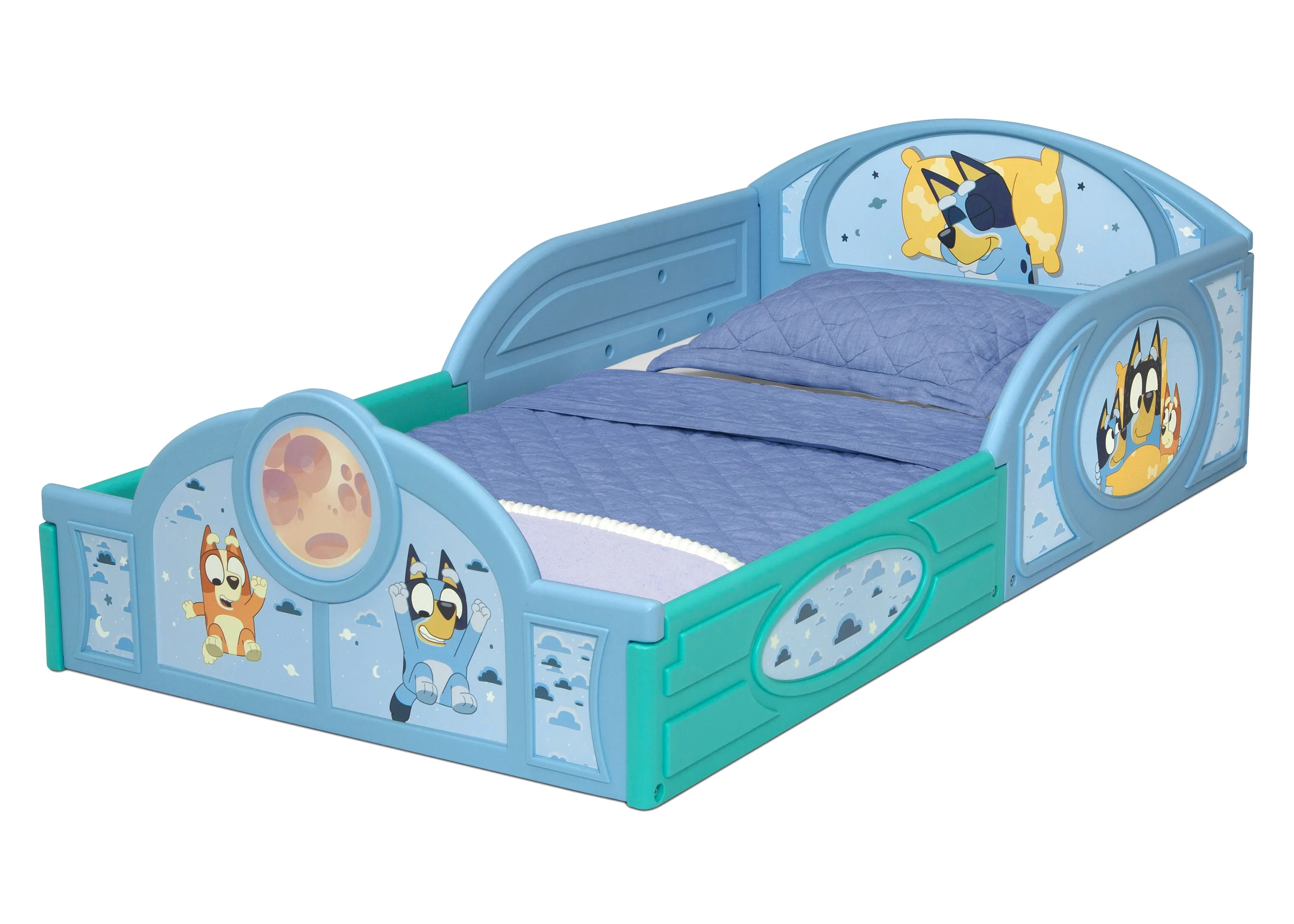 Bluey Sleep and Play Toddler Bed with Built-In Guardrails