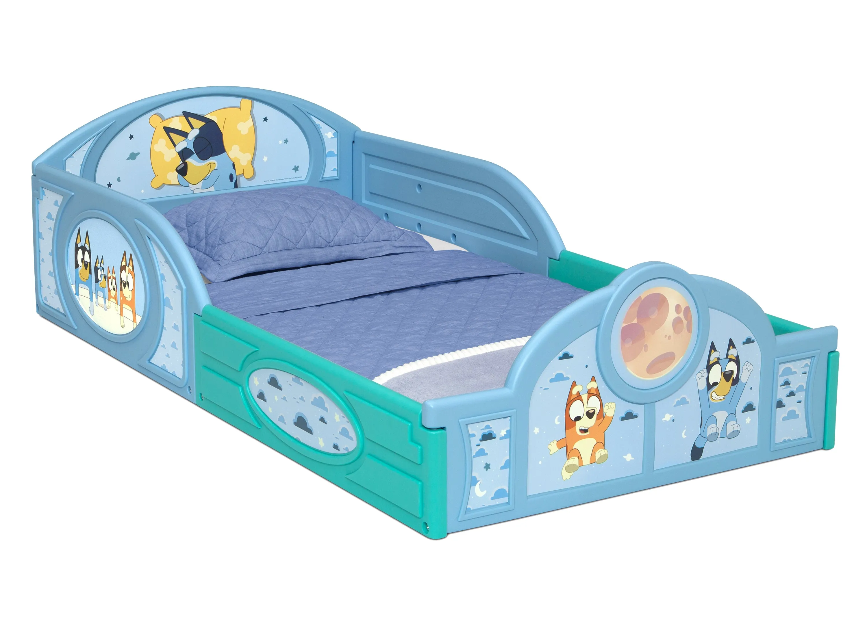 Bluey Sleep and Play Toddler Bed with Built-In Guardrails