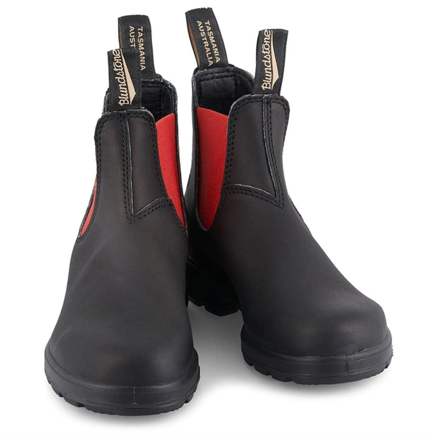 Blundstone 508 Black Red Leather Chelsea Boots Slip On Casual