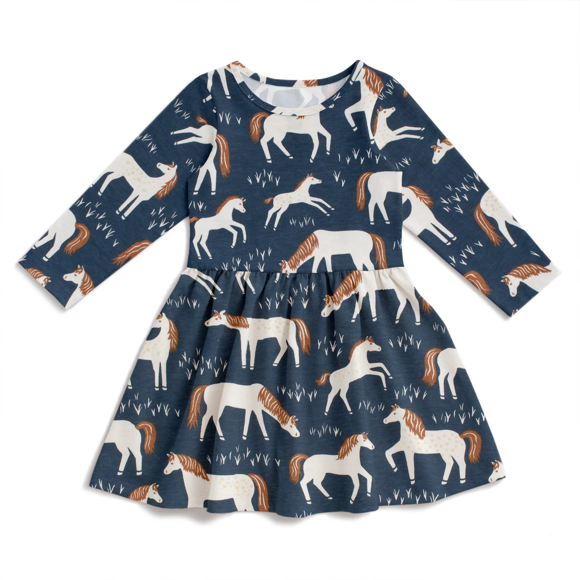 Calgary Dress - Horses Navy