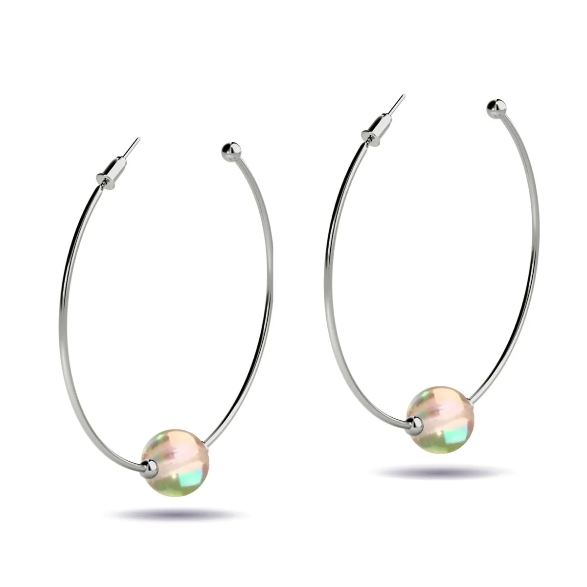 Champagne Supernova | Silver | Galaxy Glass Hoop Earrings