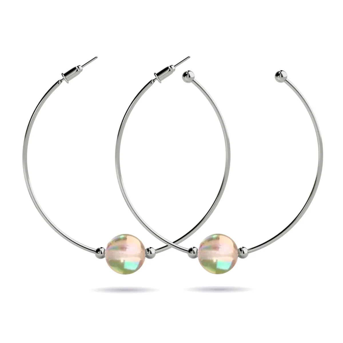 Champagne Supernova | Silver | Galaxy Glass Hoop Earrings