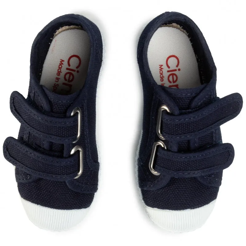 Cienta Navy Double Strap Toecap Shoes 深藍魔術貼帆布鞋 (EU23-33)