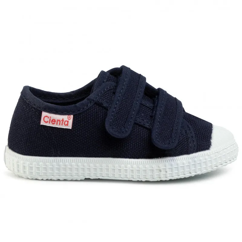 Cienta Navy Double Strap Toecap Shoes 深藍魔術貼帆布鞋 (EU23-33)