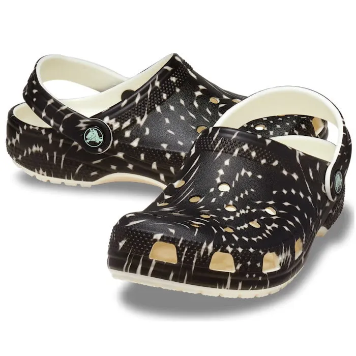 Black Glow Sport Wave Crocs Kids Classic Clog Sandal - Youths