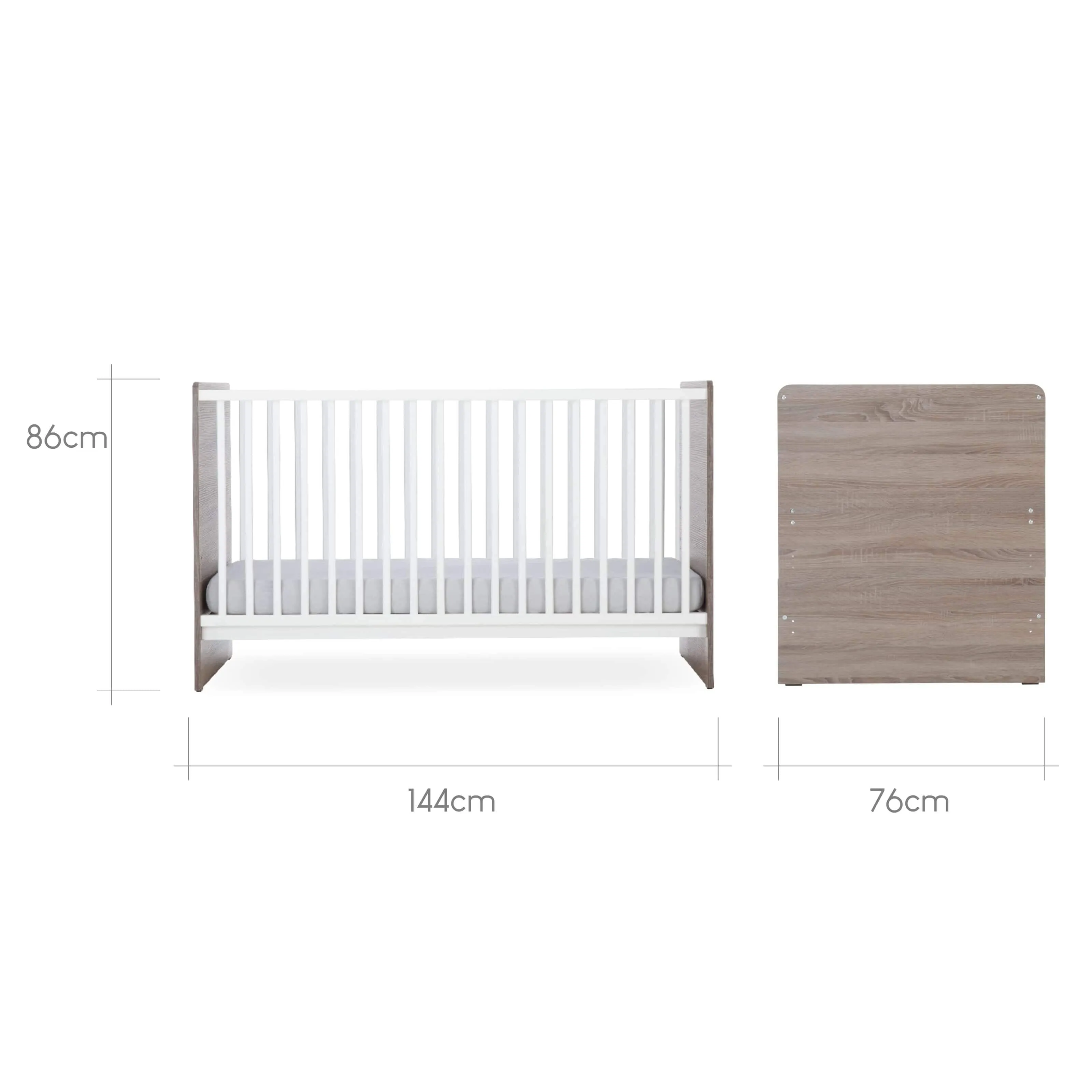 CuddleCo Enzo Cot Bed - Truffle Oak/White