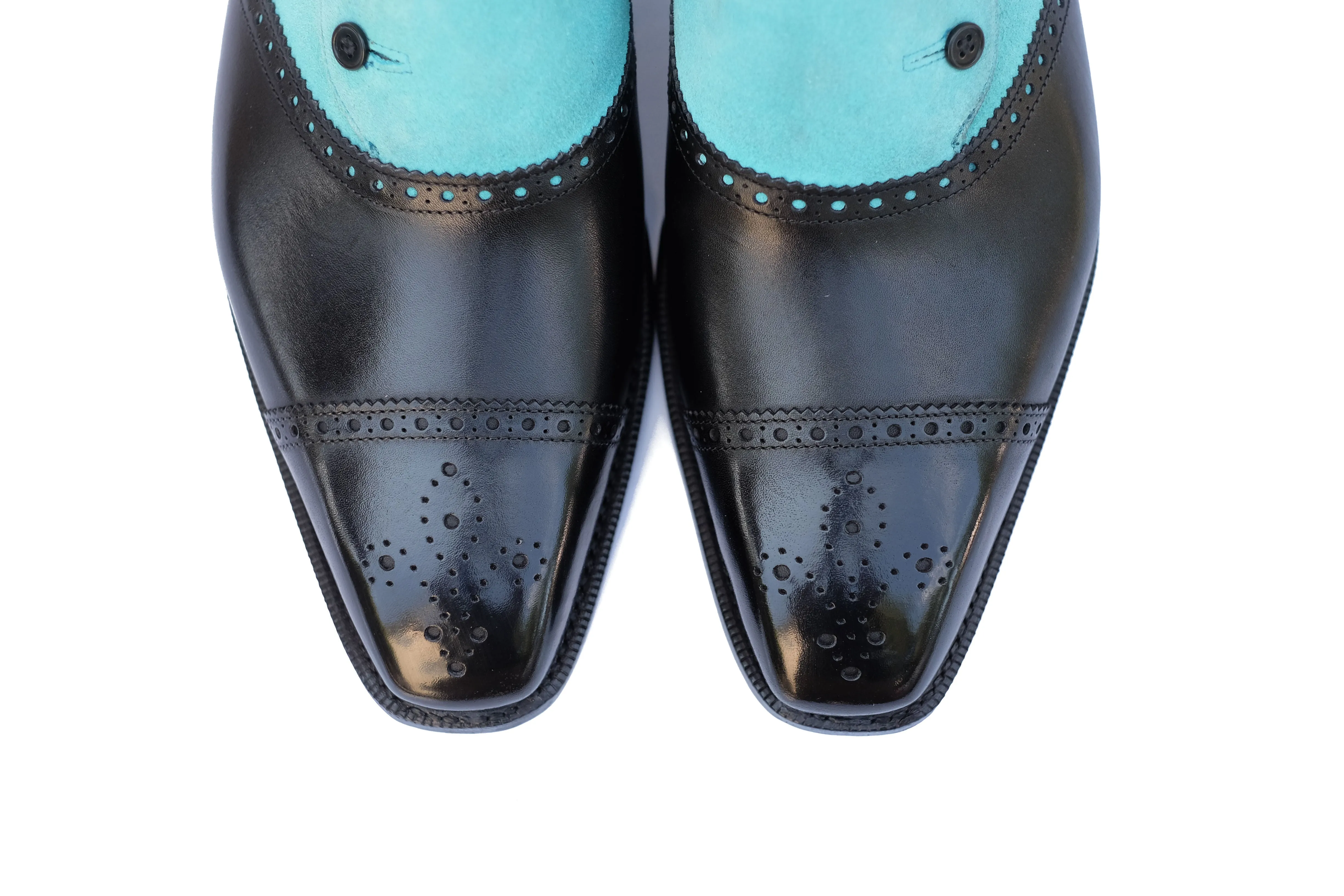 Cyril - MTO - Black Calf / Aqua Suede - MGF Last - Single Leather Sole