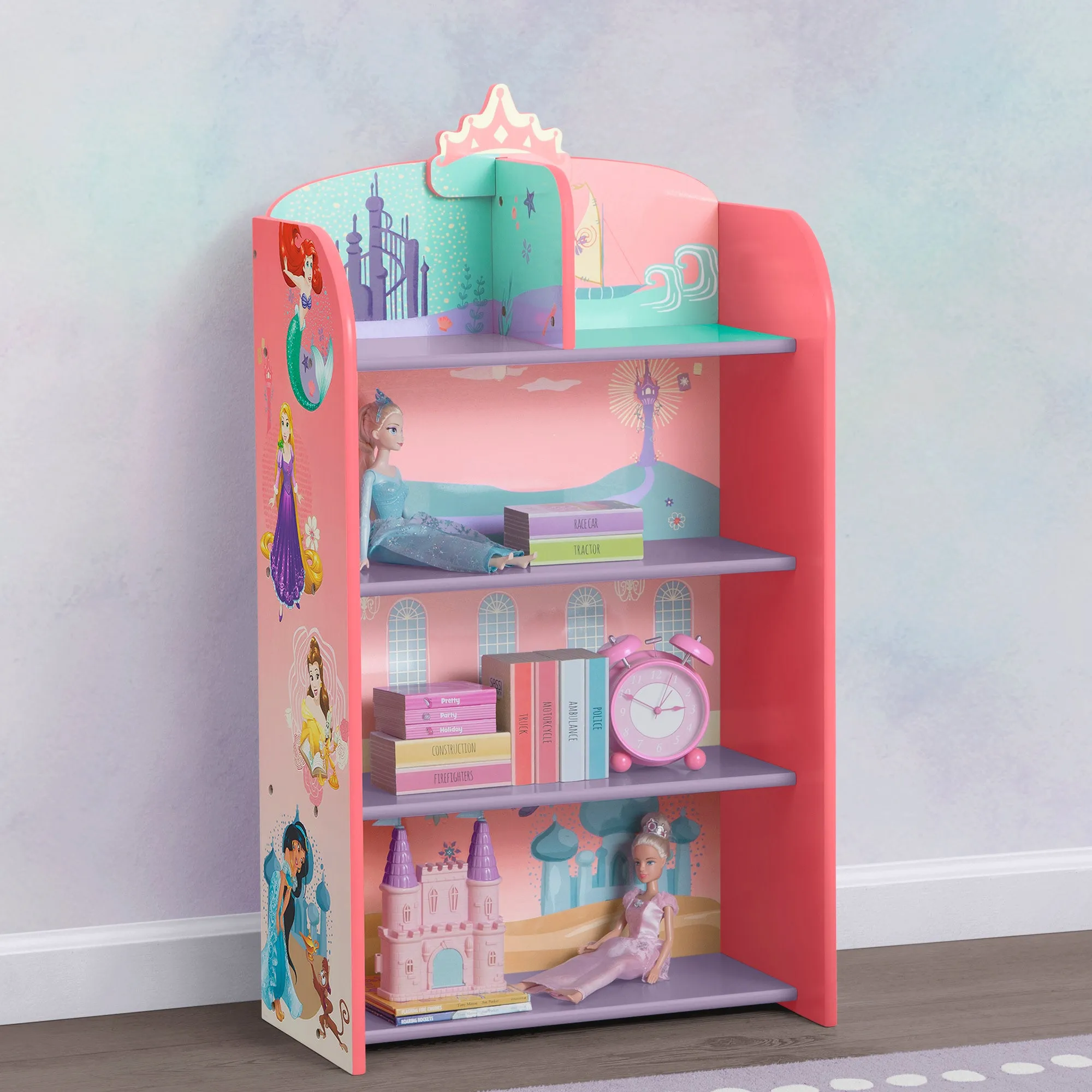 Disney Princess Wooden Playhouse 4-Shelf Bookcase