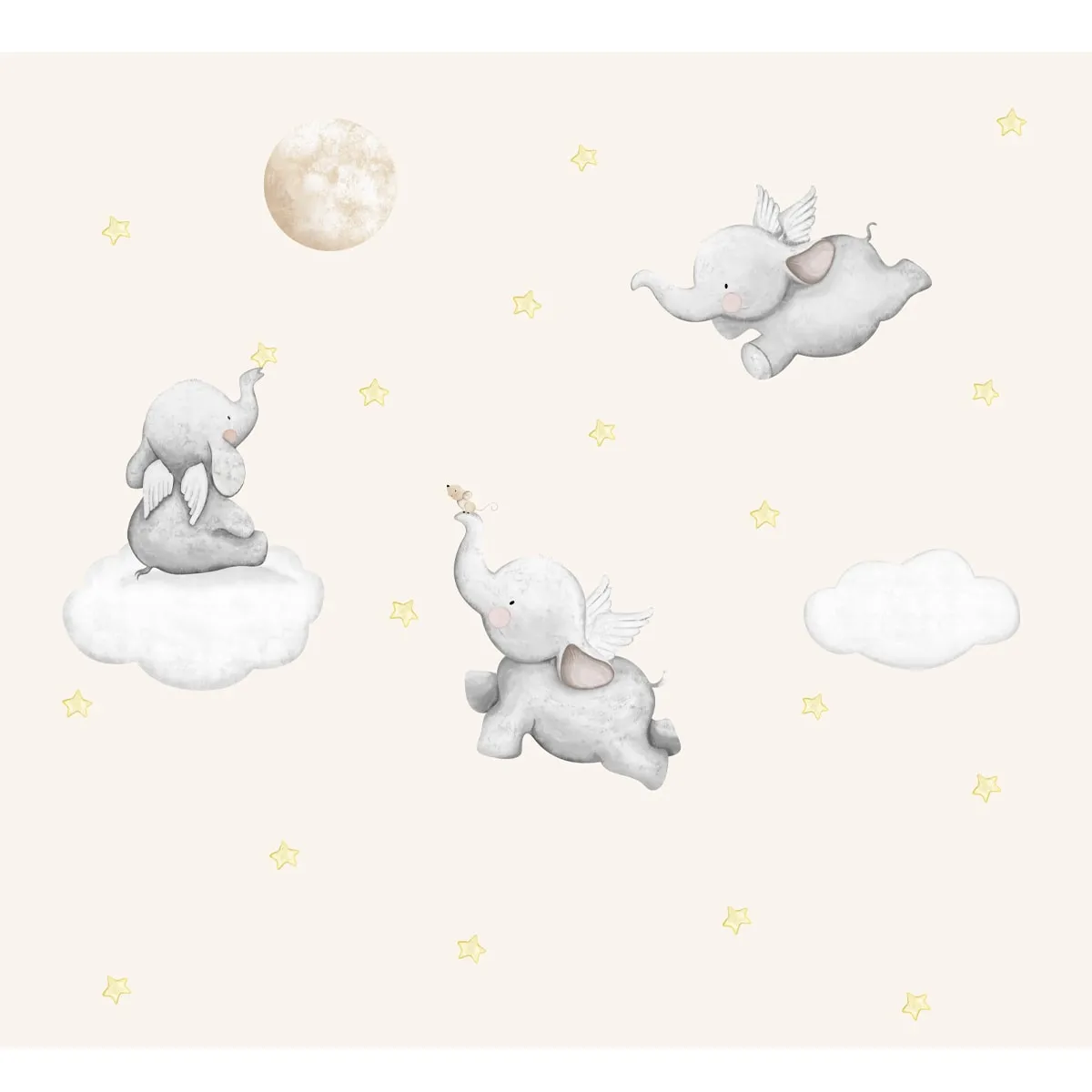 Dreamy Elephant Design for Kids Room Nursery Wallpaper, Customised