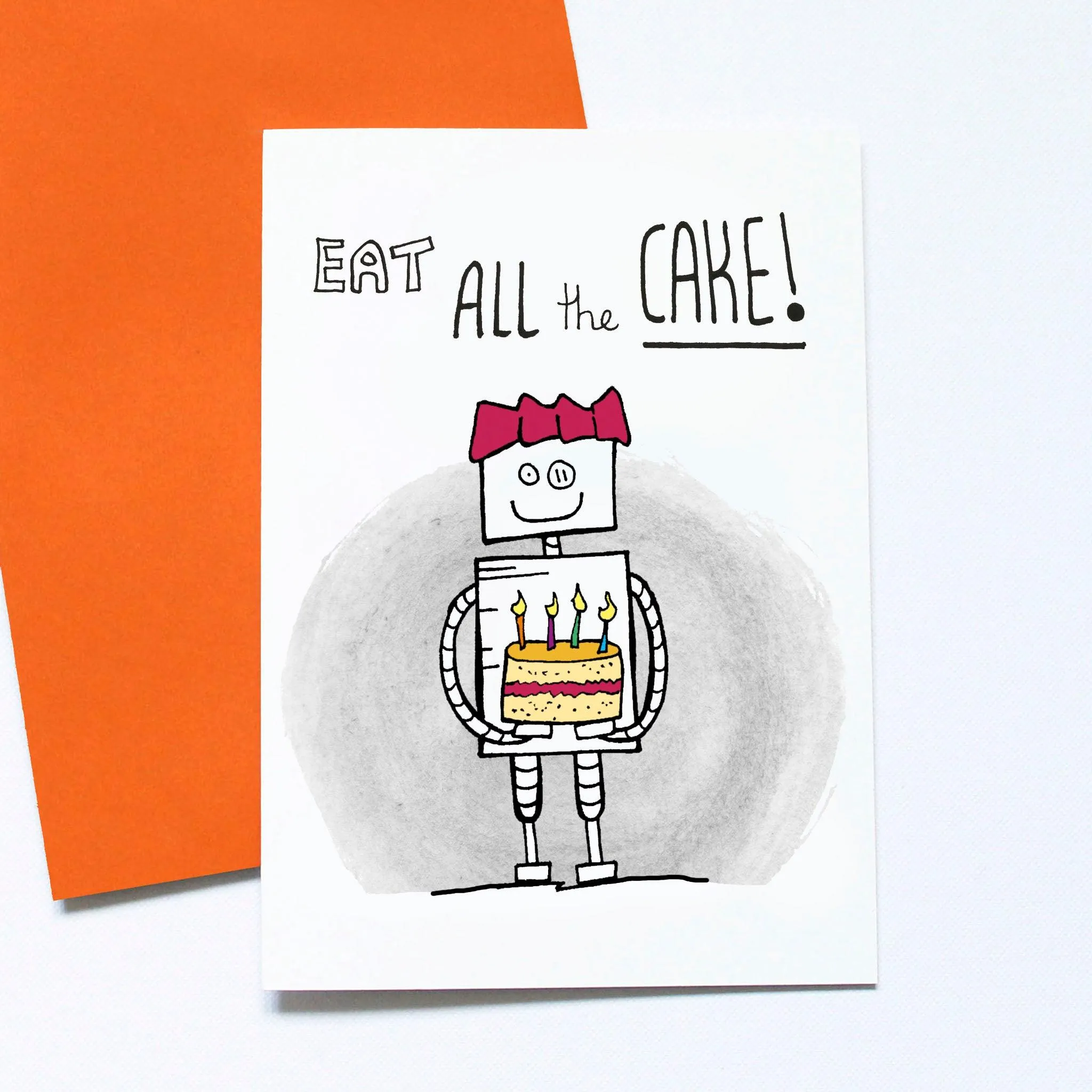 Eat All The Cake Robot Birthday Card