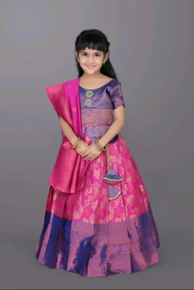 Ethnic Kids Pink Girl Lehenga Choli Dupatta